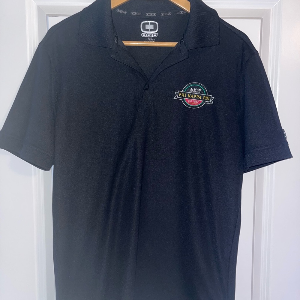 Phi Kappa Psi Black Men's Polo with Emblem